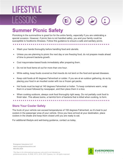 Summer Picnic Safety Evergreen Insurance Llc