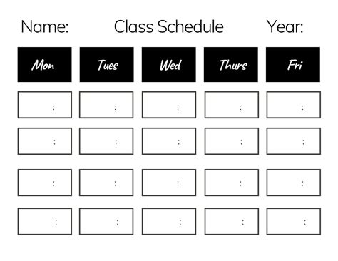 College Schedule Semester Template Printable Class Schedule Etsy