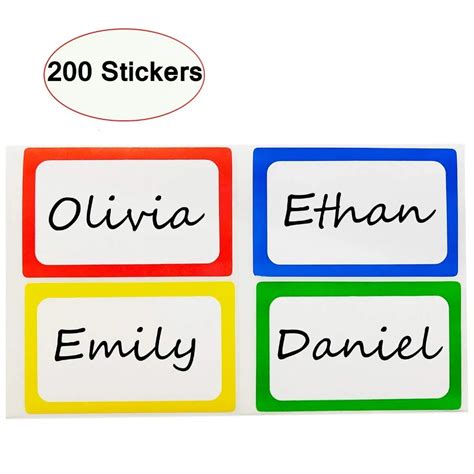 200pcs Colorful Name Tag Stickers 32self Adhesive Name Badges For