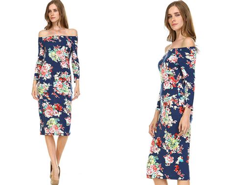 New Look For Our Floral Print Body Con Dresses Off The Shoulder And Midi Length Purchase