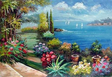 Mediterranean Sea Oil Paintingoil Painting Of Mediterranean Terrace