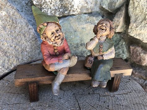 Tom Clark Madre And Padre Gnomes On A Bench 1984 Cairn