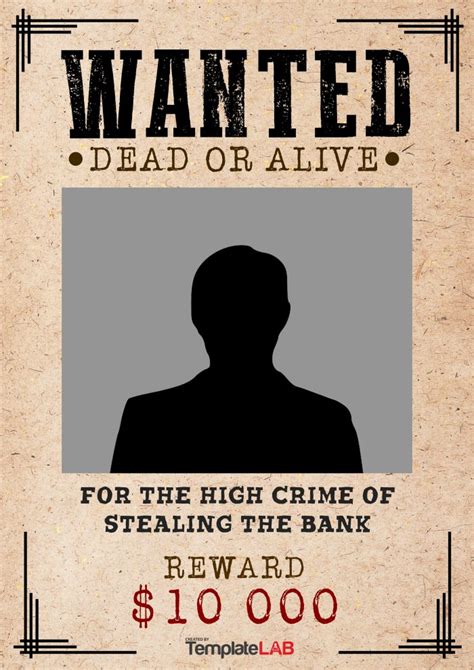 Wanted Dead Or Alive Poster Free Template Printable Templates