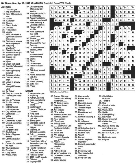 Printable New York Times Crossword Puzzles