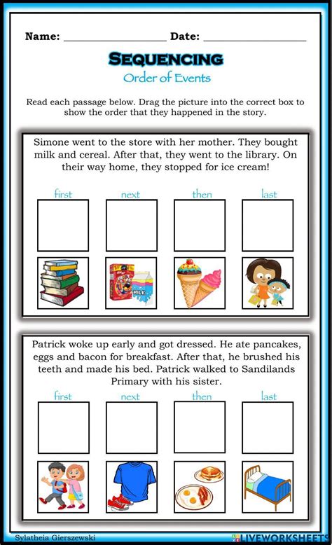 Sequencing Events Year Teaching Resources Worksheets Library