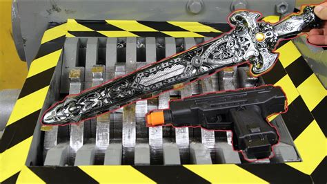 Experiment Shredding Swords And Guns Toys The Crusher Youtube