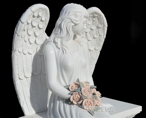 China Factory Hand Carved Marble Sitting Sad Angel Grave Statue