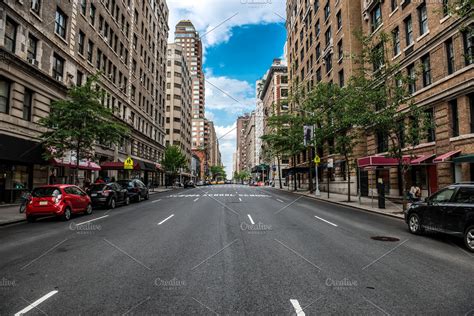 New York City Manhattan Empty Street Stock Photo Containing Street And