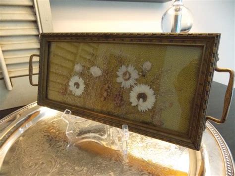 Once pressed, begin making your composition on the glass of the frame. Vintage TRAY Glass Framed Dried Flower by ...