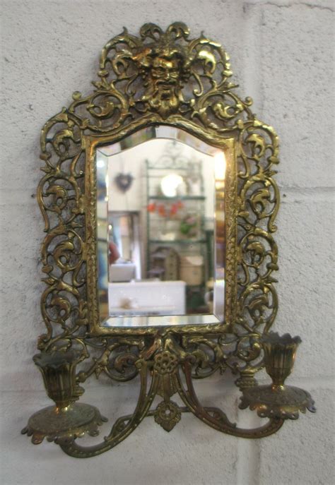 Set of 2 wall sconces; Antique Mirror Candle Wall Sconces | Mirror candle wall ...