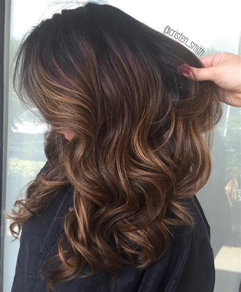 Light Brown Balayage Hair With Black Roots Brunette Hair Color Hair