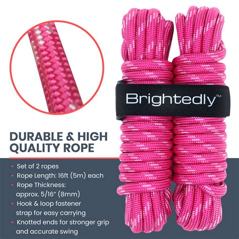 Brightedly 16ft 5m Double Dutch Jump Rope Set Pink