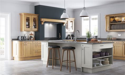 The cabinet has been expertly crafted from solid oak, making it very sturdy and durable. Washington in Light Oak and Stone - The Kitchen Depot