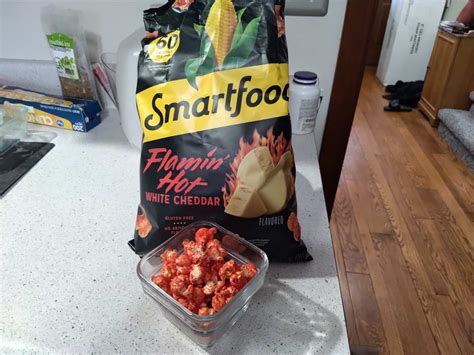 Review Smartfood Flamin Hot White Cheddar Popcorn Spicy Exchange