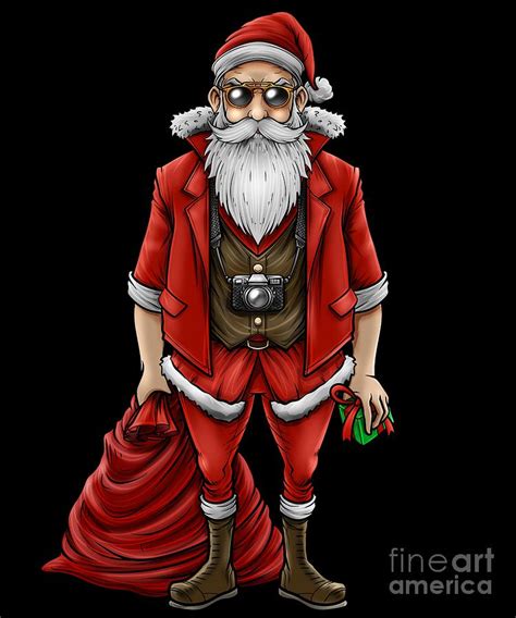 Hipster Santa Claus Christmas Style Cool Fashion Digital Art By Mister