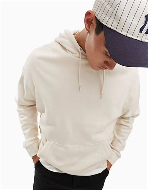 Asos Design Oversized Hoodie In Beige Asos