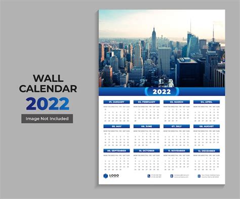 Premium Vector Printable Modern 2022 Wall Calendar Design