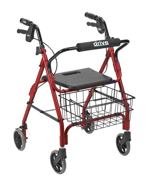 Drive Deluxe Aluminum Rollator With Seat And Basket By Drive