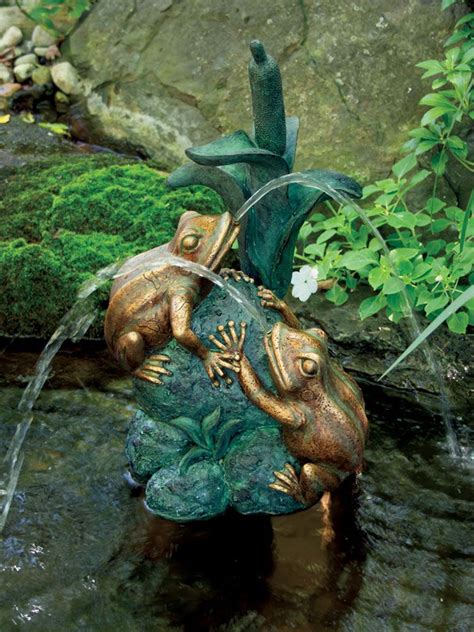 Double Frog With Cattail Spitter For Fountain Aquascapes Aquascape