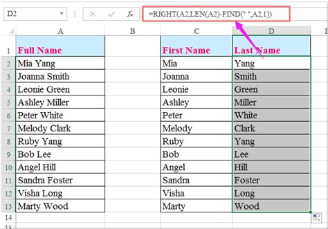 How To Split Full Name To First And Last Name In Excel