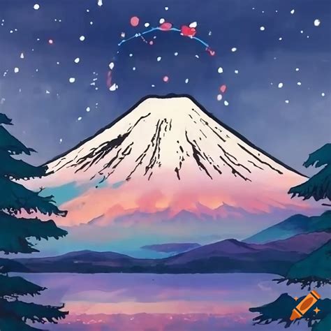 Mt Fuji Scene In Hayao Miyazaki Art Style On Craiyon