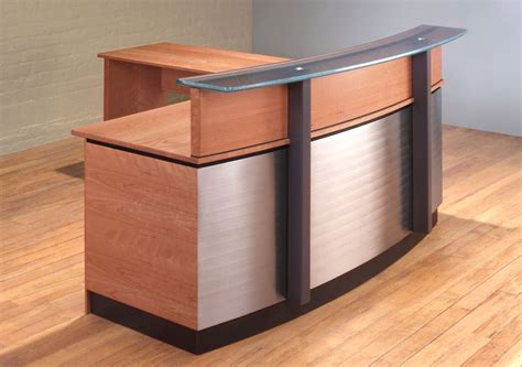 Crescent L Shaped Reception Desk Stainless Steel Reception Desk