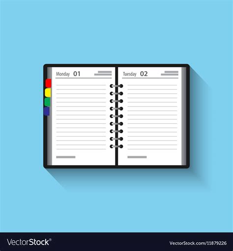 Notebook In A Flat Style Reminder Diary Royalty Free Vector