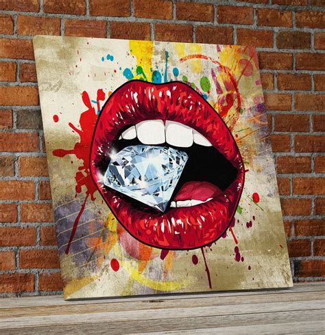 Lips Wall Art Red Hot Lips Crazy Diamond Lips Wall Canvas Art Etsy