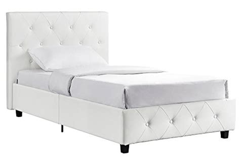 dhp dakota upholstered platform bed with diamond button tufted headboard and footboard no box