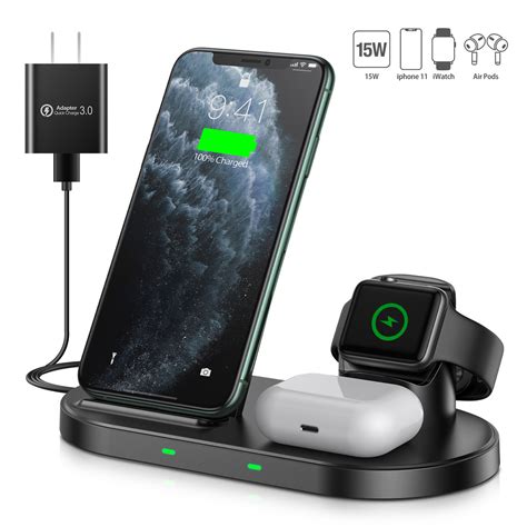 Waitiee Wireless Charger 3 In 1 Stand For Iphone Apple Iwatch Series 6