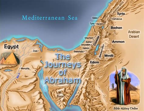 Map Of The Journeys Of Abraham Bible History Bible Mapping History