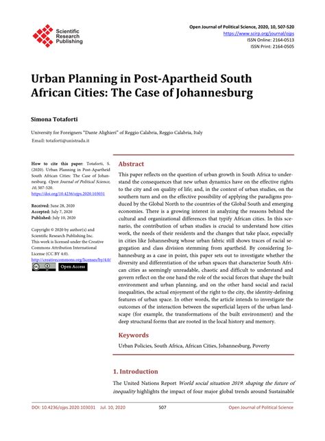 Pdf Urban Planning In Post Apartheid South African Cities The Case
