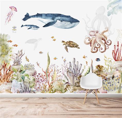 Under The Sea Wallpaper Watercolour Mural Munks And Me