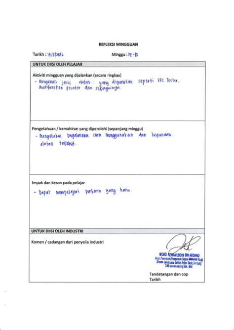 Meluaskan lagi pengetahuan teknikal pelajar dalam bidang yang diceburi. MINGGU 15 - LAPORAN AKHIR LATIHAN INDUSTRI