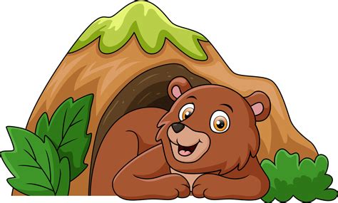 Cute Little Bear Cartoon In The Cave 23878239 Vector Art At Vecteezy