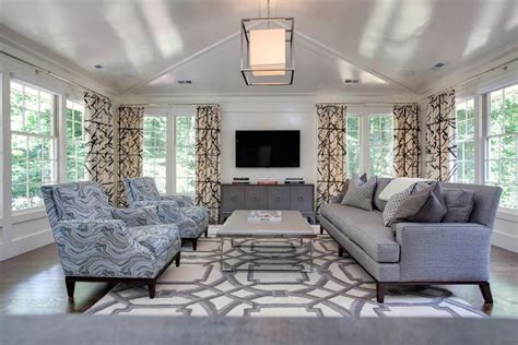 Gray And White Contemporary Living Room With Pendant Hgtv