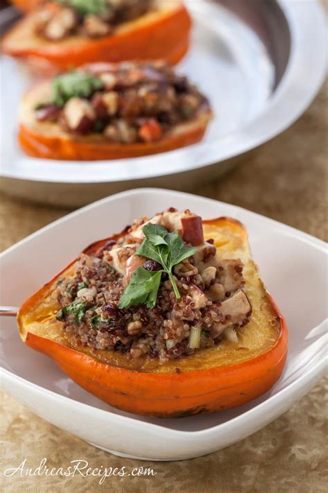 Roasted Acorn Squash Recipe With Cranberry Apple And Quinoa Stuffing