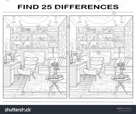 Find Differences Find 25 Differences Adults Stock Vector Royalty Free