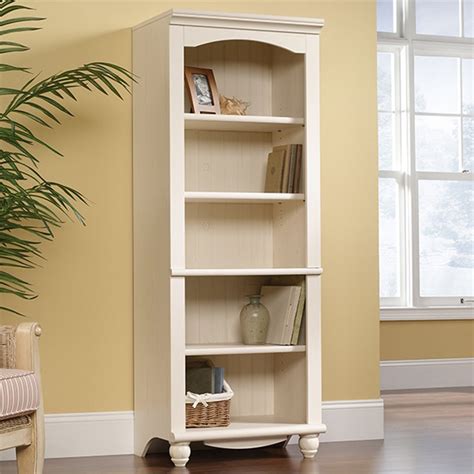 Sauder Harbor View 3 Piece Library Wall Bookcase In Antiqued White