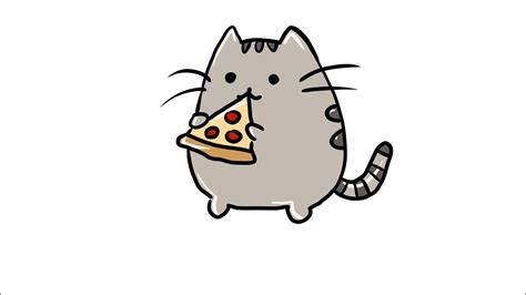 How To Draw The Pusheen Cat Eating A Pizza How To Draw A Cat Youtube