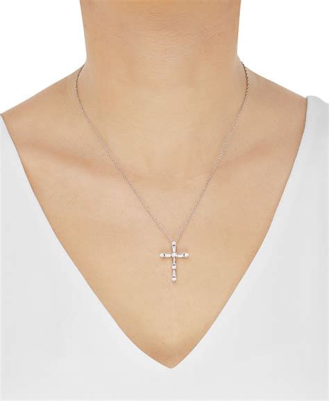 Arabella Sterling Silver White Cubic Zirconia Cross Pendant Necklace 1