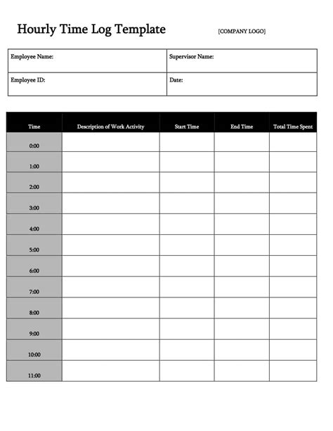 Time Log Templates Download And Print For Free