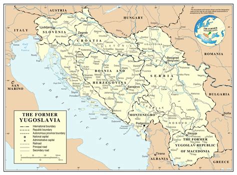 Large Detailed Political Map Of Yugoslavia With Roads Railroads And