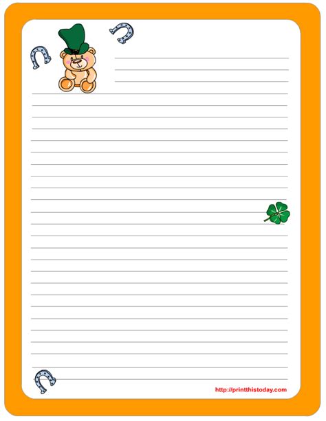 We have a nice variety of lined paper to choose from including different sized lines and. Saint Patrick's Day Writing Paper {Free Printable}