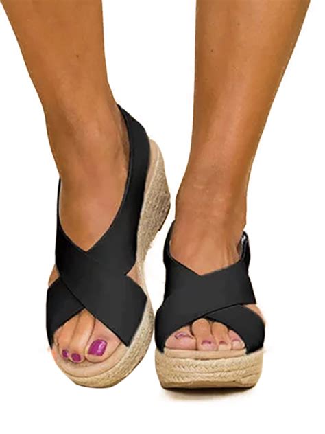 Womens Espadrille Sandals Ankle Strap Open Toe Platform Wedge Sandals