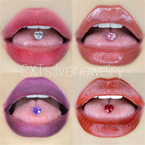 four color to choose tongue piercing jewelry heart piercing piercings unique body piercings