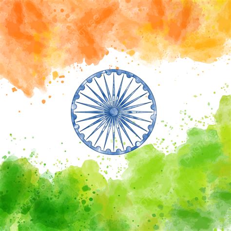 Watercolor Background Indian Flag Vector Design Republic Day Happy