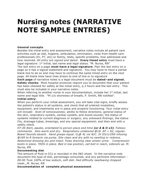 30 Useful Nursing Note Samples Templates Templatearchive