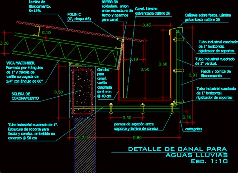 Detalle Canal Aguas Lluvias En AutoCAD Librería CAD