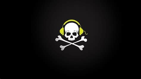 Pirate Skull In Yellow Headphones Wallpapers And Images